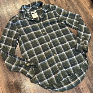 American Eagle Soft Boyfriend Flannel Shirt Plaid Green Size Small